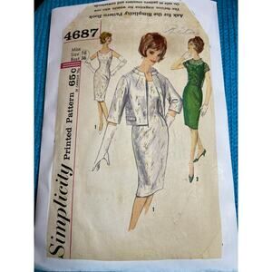 Simplicity 4687 pattern dress bodycon jacket 1960s size 16